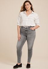 Plus Size m jeans by maurices&trade; High Rise Gray Curvy Super Skinny Jean, C829, small
