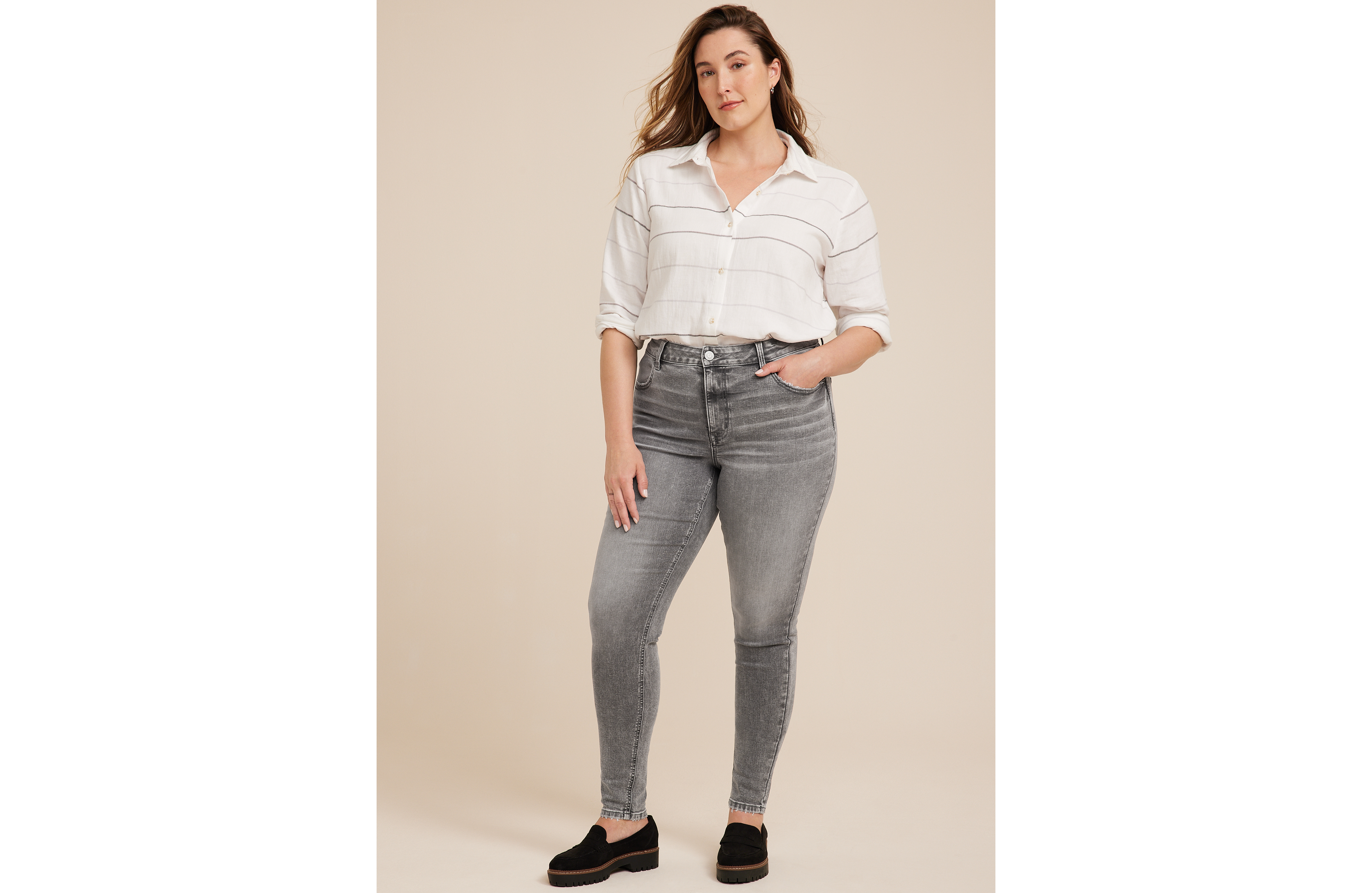 Plus m jeans by maurices™ High Rise Gray Curvy Super Skinny Jean
