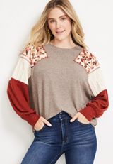 Patchwork Sleeve Mixer Tee, C4960, small