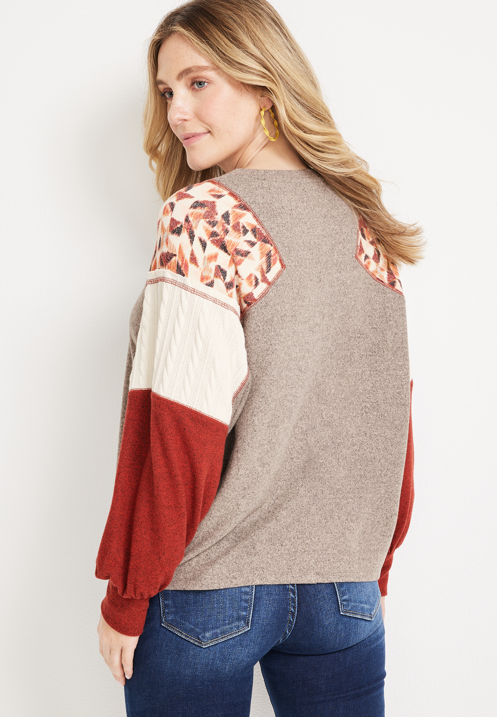 Patchwork Sleeve Mixer Tee, C4960, large