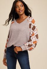Patchwork Sleeve Mixer Tee, , small