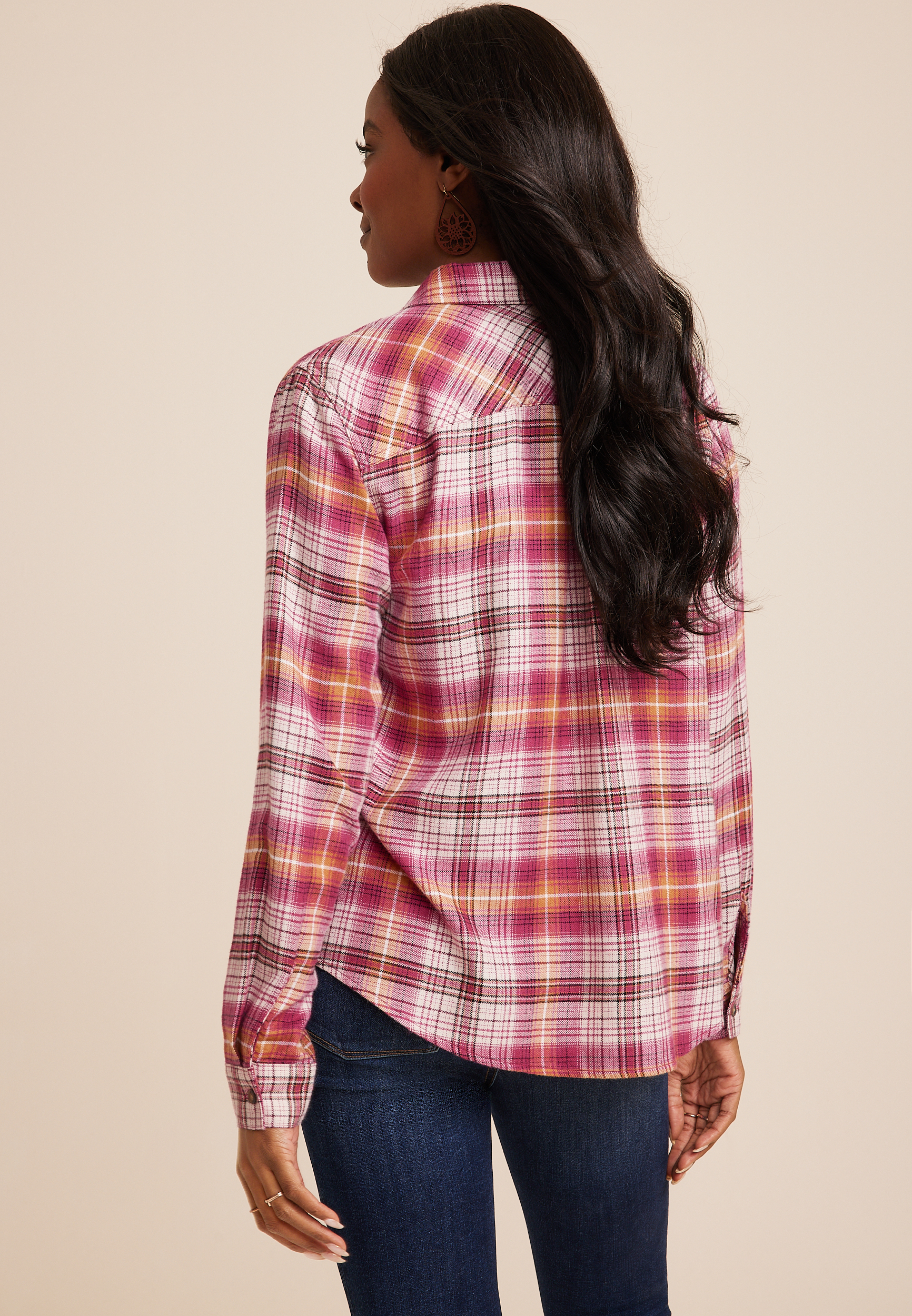 Cabin Plaid Button Up Shirt, C3163, large