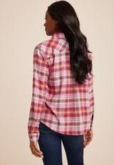 Cabin Plaid Button Up Shirt, C3163, small
