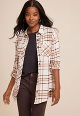Cabin Plaid Boyfriend Tunic Shirt, C3263, small