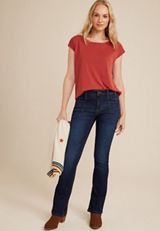 Everflex&trade;Slit Hem Mid Rise Slim Boot Jean, C258, small