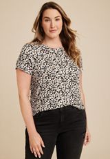 Plus Size 24/7 Kennedy Animal Crew Neck Tee, C5883, small