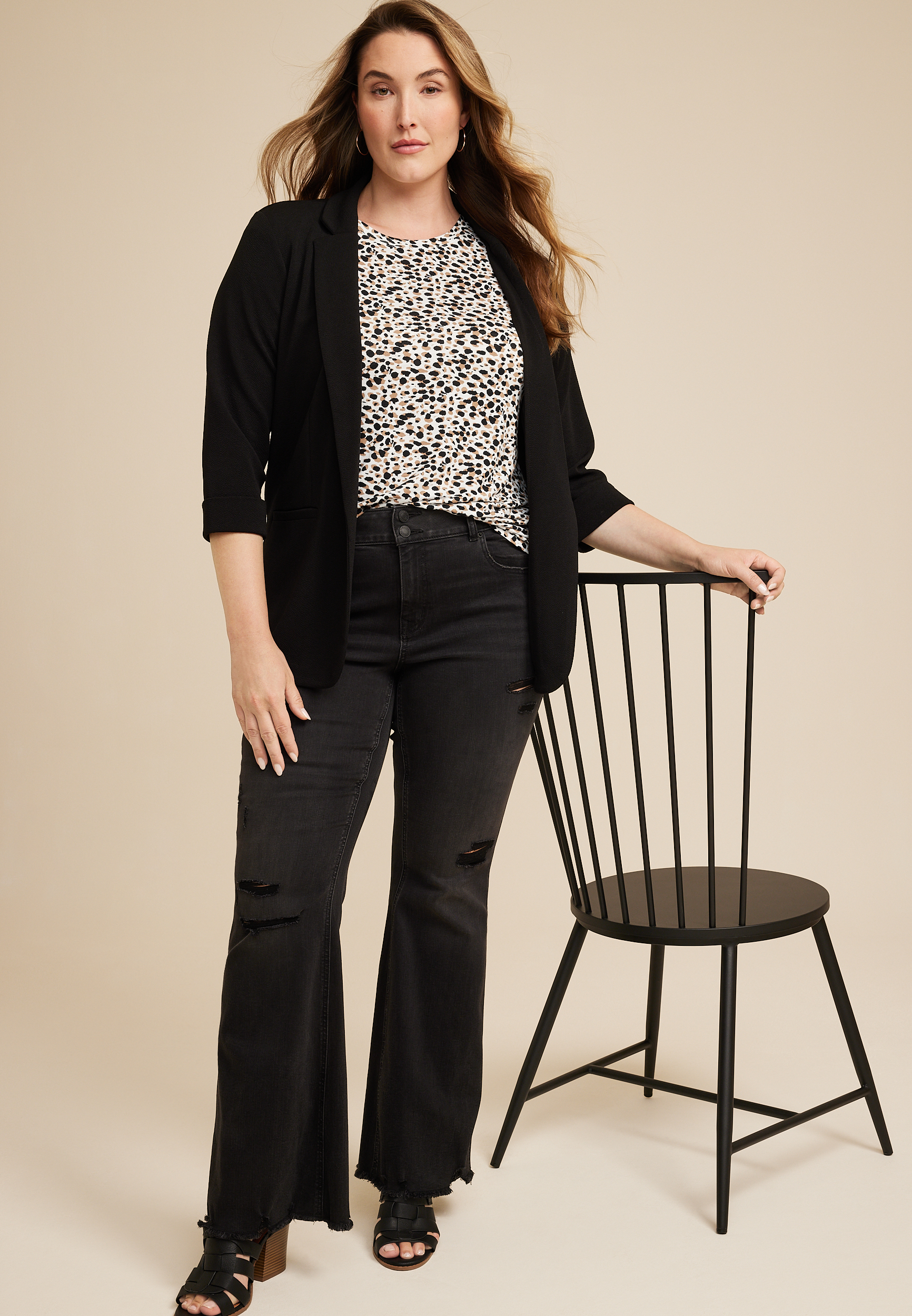 Plus Size 24/7 Kennedy Animal Crew Neck Tee, C5883, large