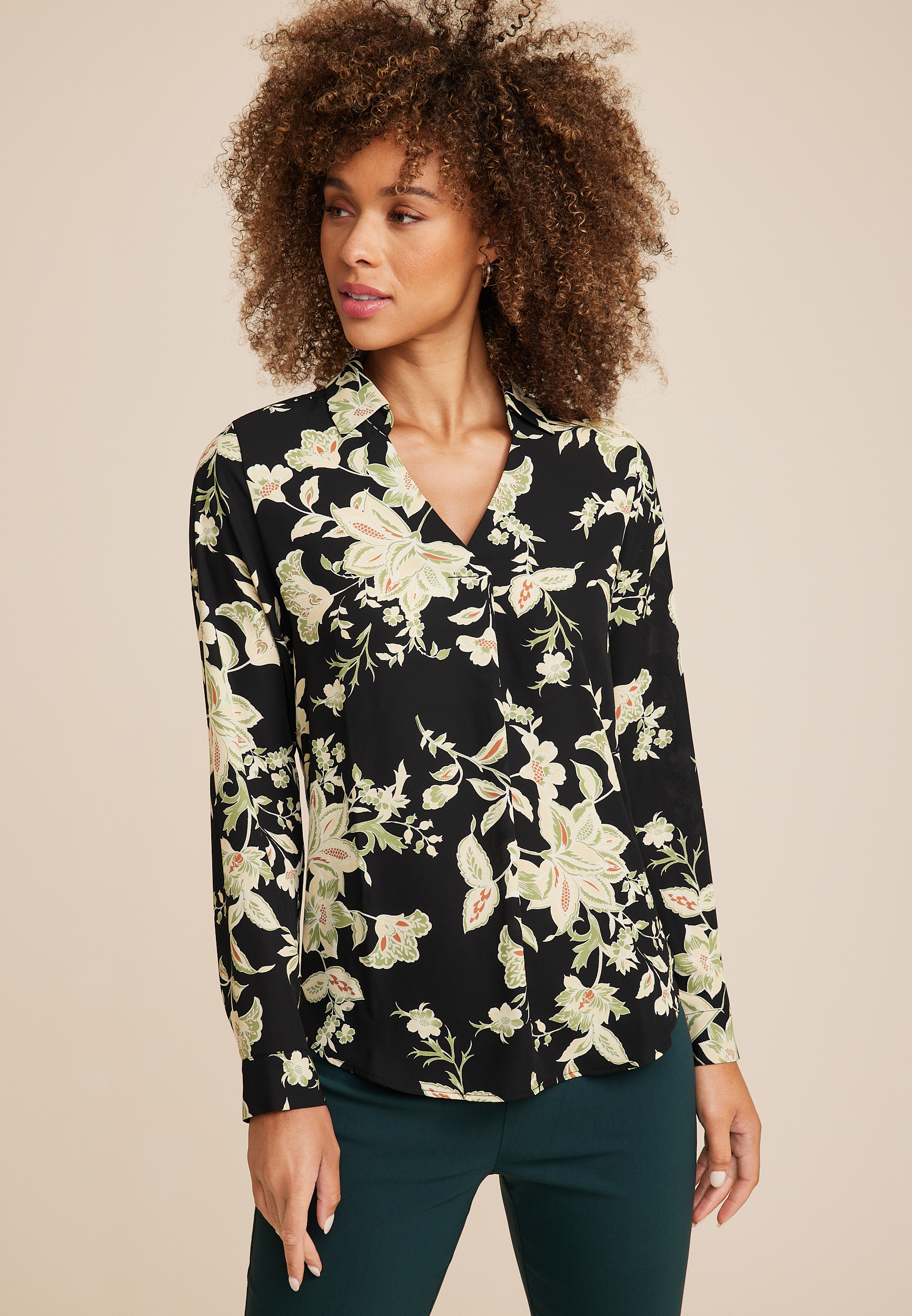 Atwood Pleated Floral Blouse | maurices