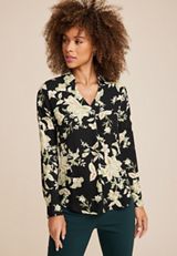 Atwood Pleated Floral Blouse, BLACK COMBO, small