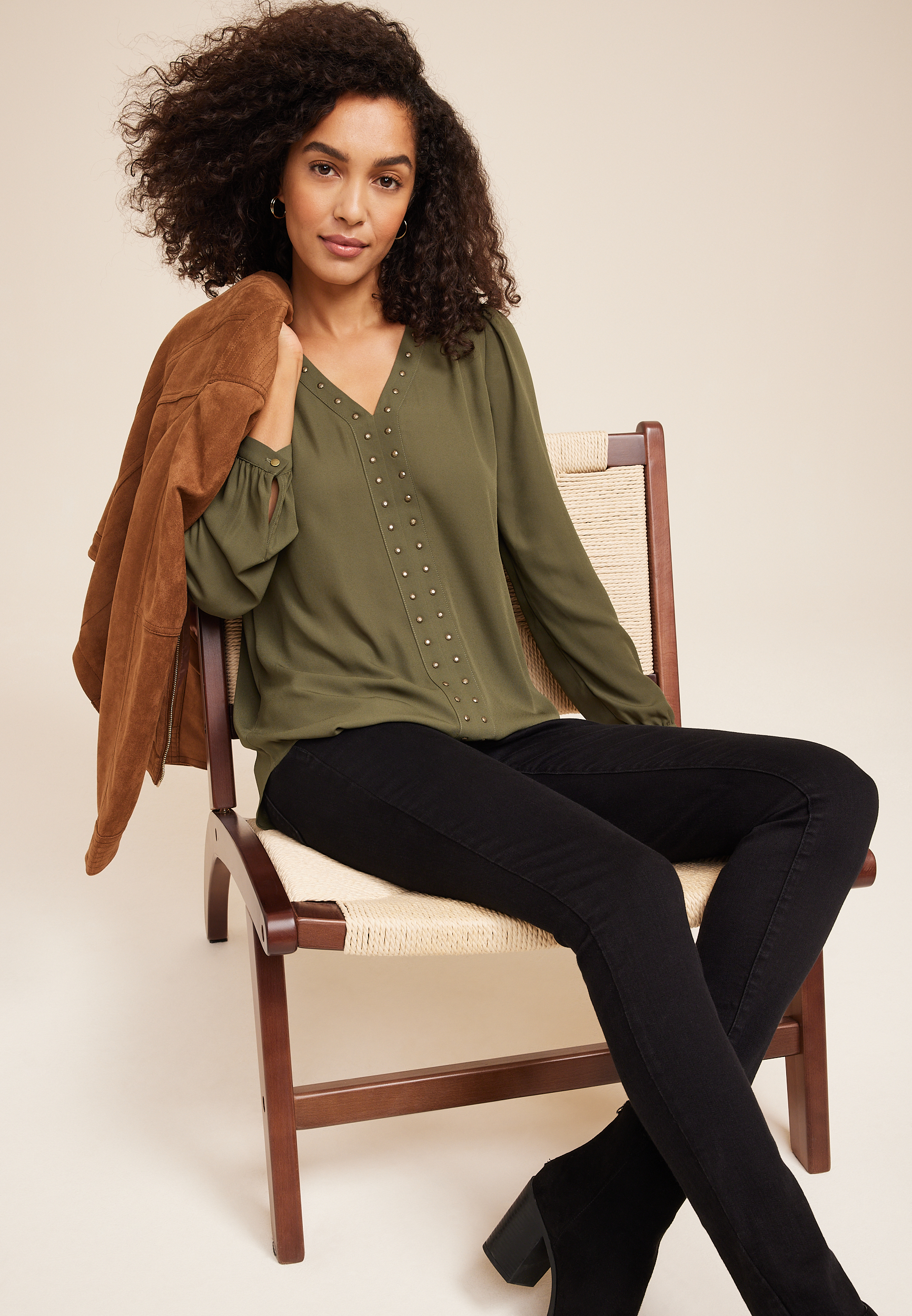 Atwood Studded Tunic Blouse, C4419, large