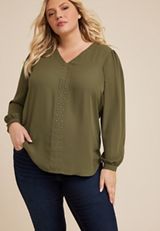 Plus Size Atwood Studded Tunic Blouse, C4419, small