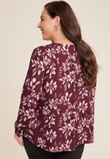 Plus Size Delton Floral Button Back Blouse, C3058, small