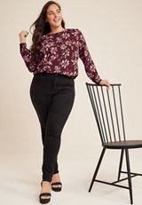 Plus Size Delton Floral Button Back Blouse, C3058, small