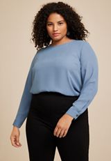 Plus Size Delton Button Back Blouse, C8996, small