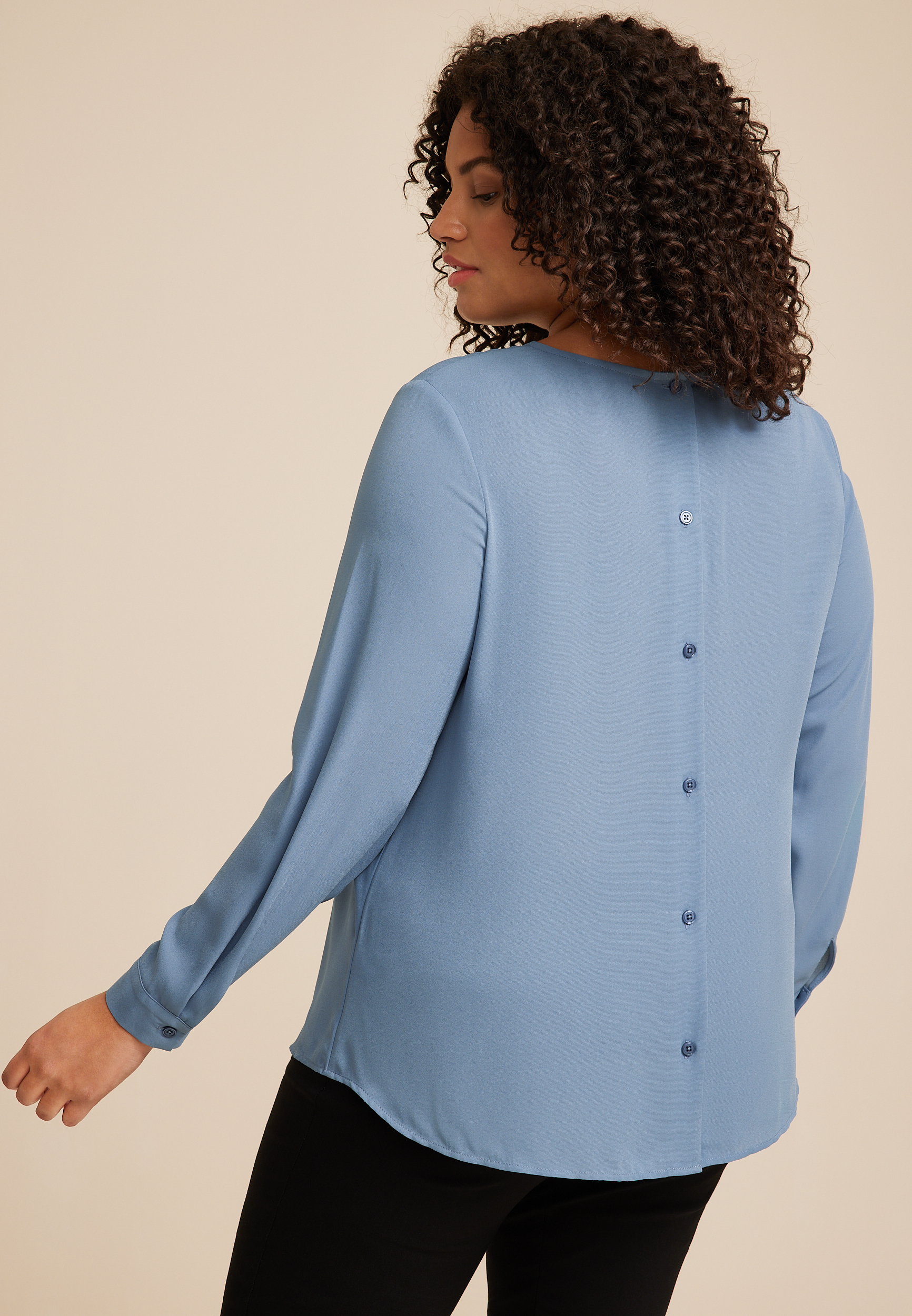 Plus Size Delton Button Back Blouse, C8996, large