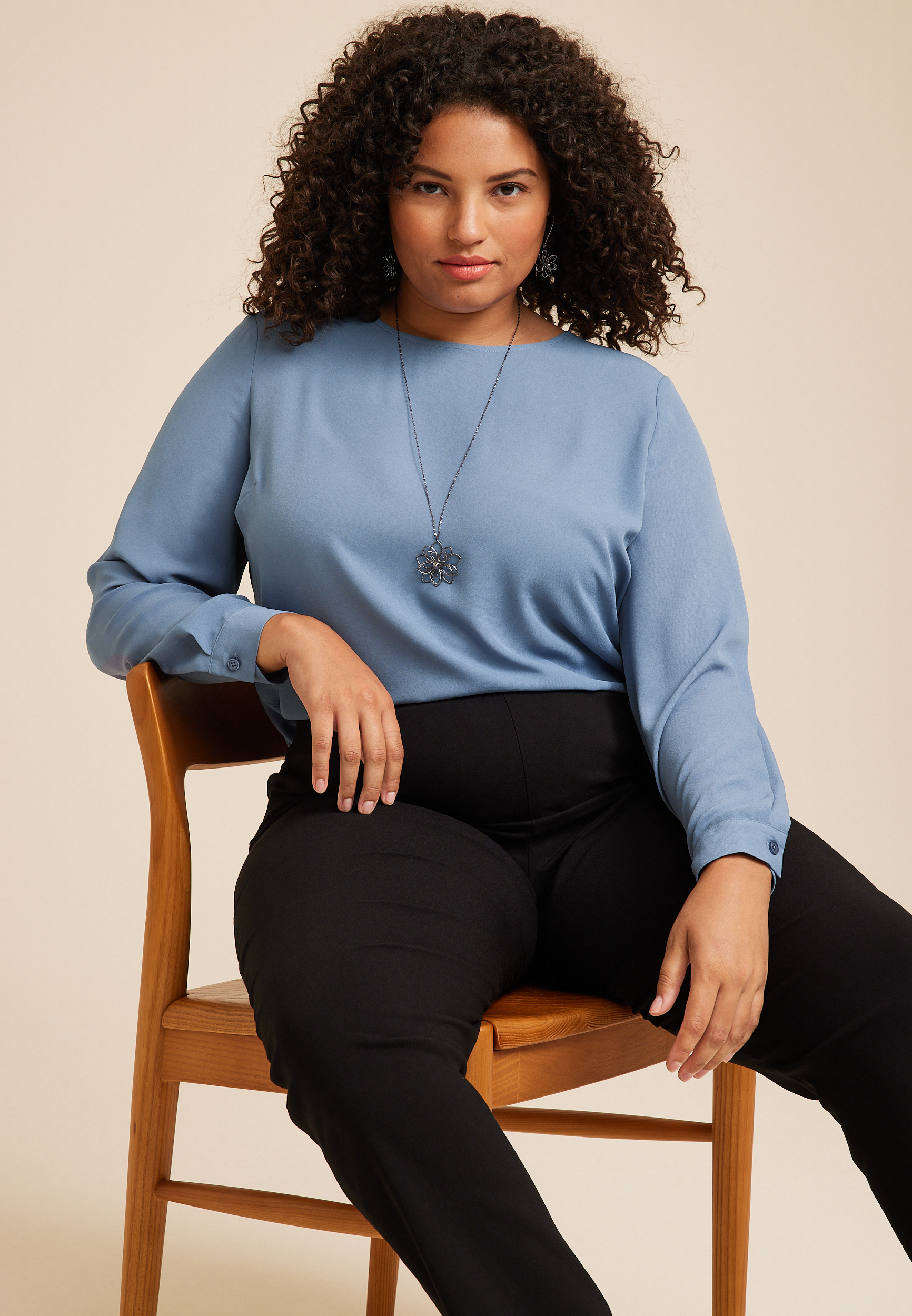 Plus Size Delton Button Back Blouse, C8996, large