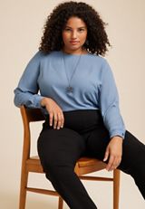 Plus Size Delton Button Back Blouse, C8996, small