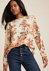 Delton Floral Button Back Blouse, C1008, small