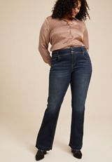 Plus Size KanCan&trade; Dark High Rise Double Button Bootcut Jean, DARK SANDBLAST, small