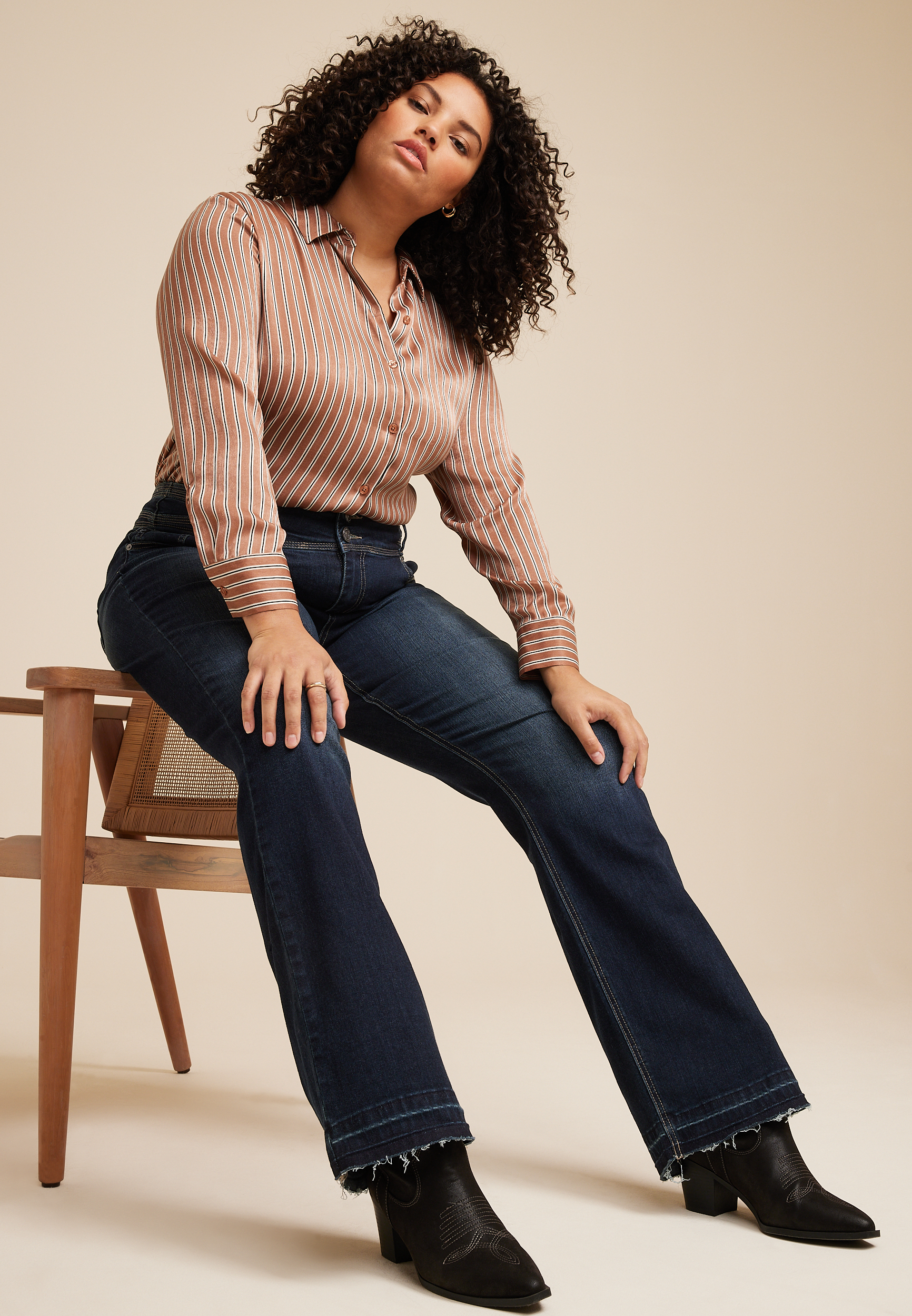 Plus Size KanCan&trade; Dark High Rise Double Button Bootcut Jean, DARK SANDBLAST, large