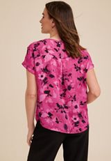 Delton Pink Floral Zipper Back Blouse, C4731, small