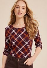 24/7 Kennedy Plaid Crew Neck Tee, C9153, small
