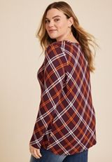 Plus Size 24/7 Kennedy Plaid Crew Neck Tee, C9153, small