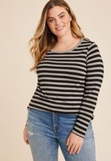 Plus Size 24/7 Kennedy Striped Crew Neck Tee, C6256, small