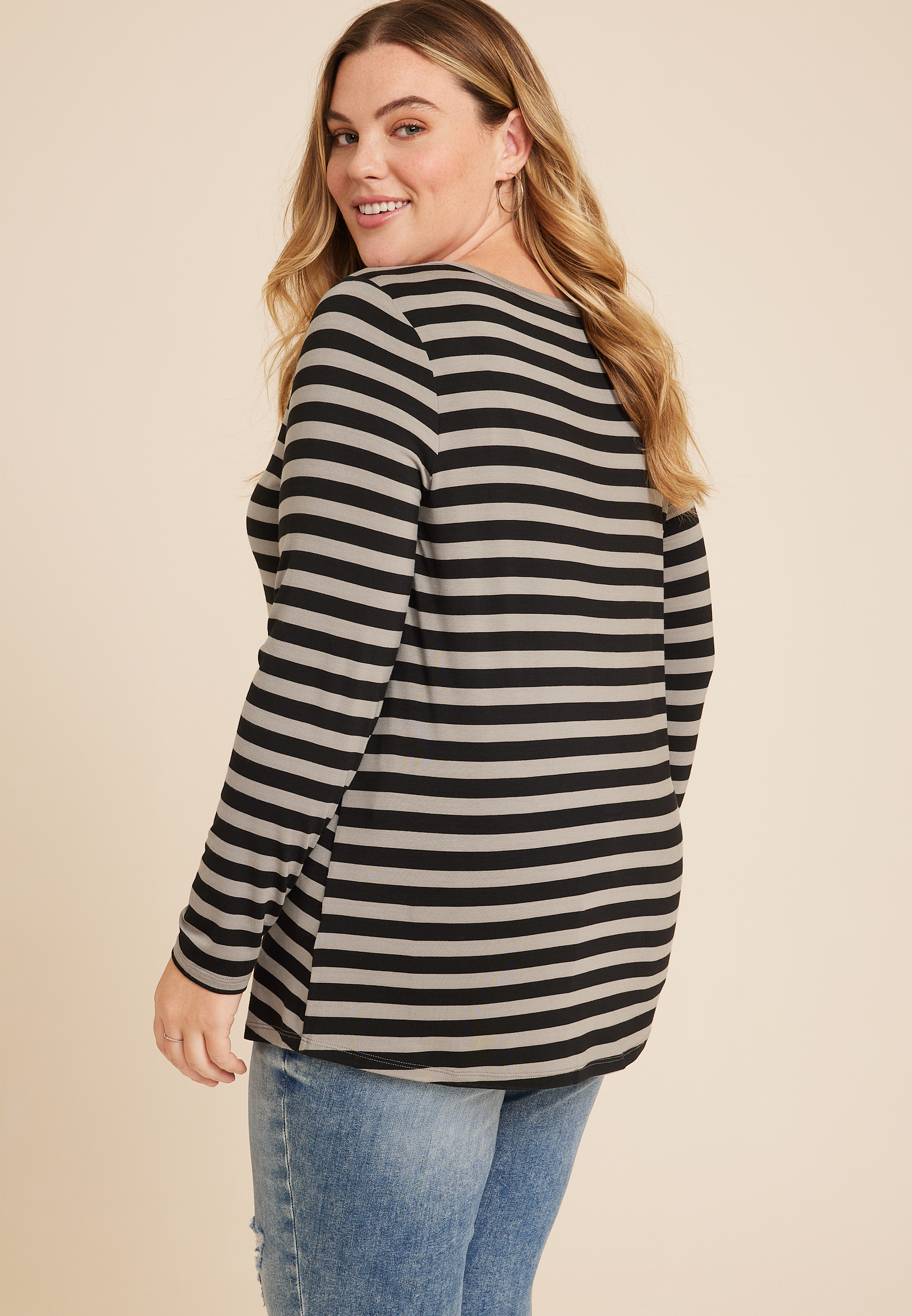 Plus Size 24/7 Kennedy Striped Crew Neck Tee, C6256, large