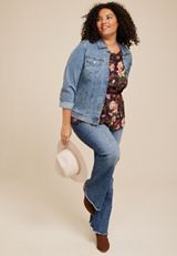 Plus Size Floral High Neck Peplum Tank, C9153, small