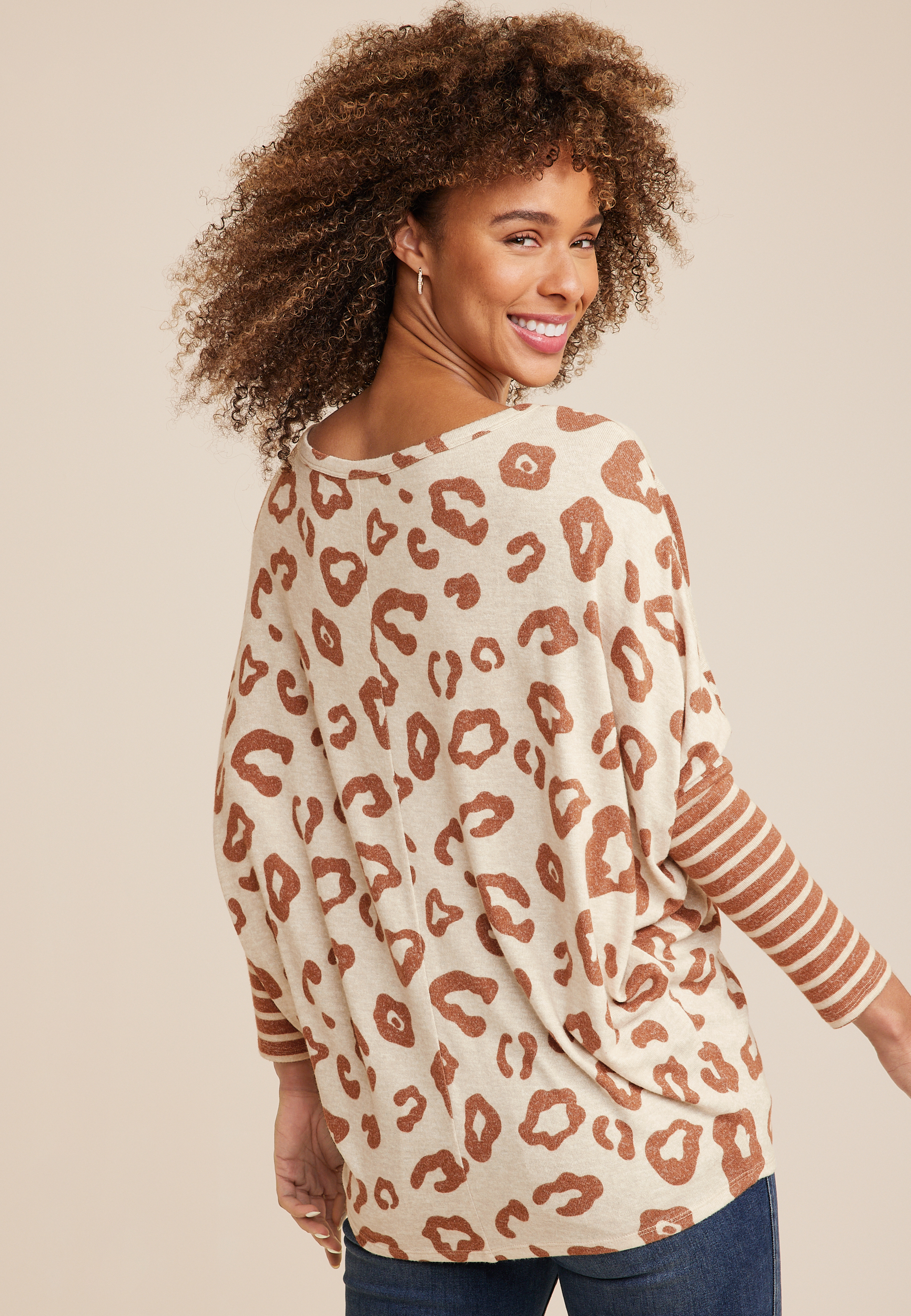 24/7 Dakota Leopard Print Dolman Top, C9195, large