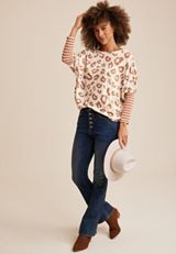 24/7 Dakota Leopard Print Dolman Top, C9195, small