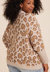 Plus Size Leopard Cropped Cardigan, C9054, small