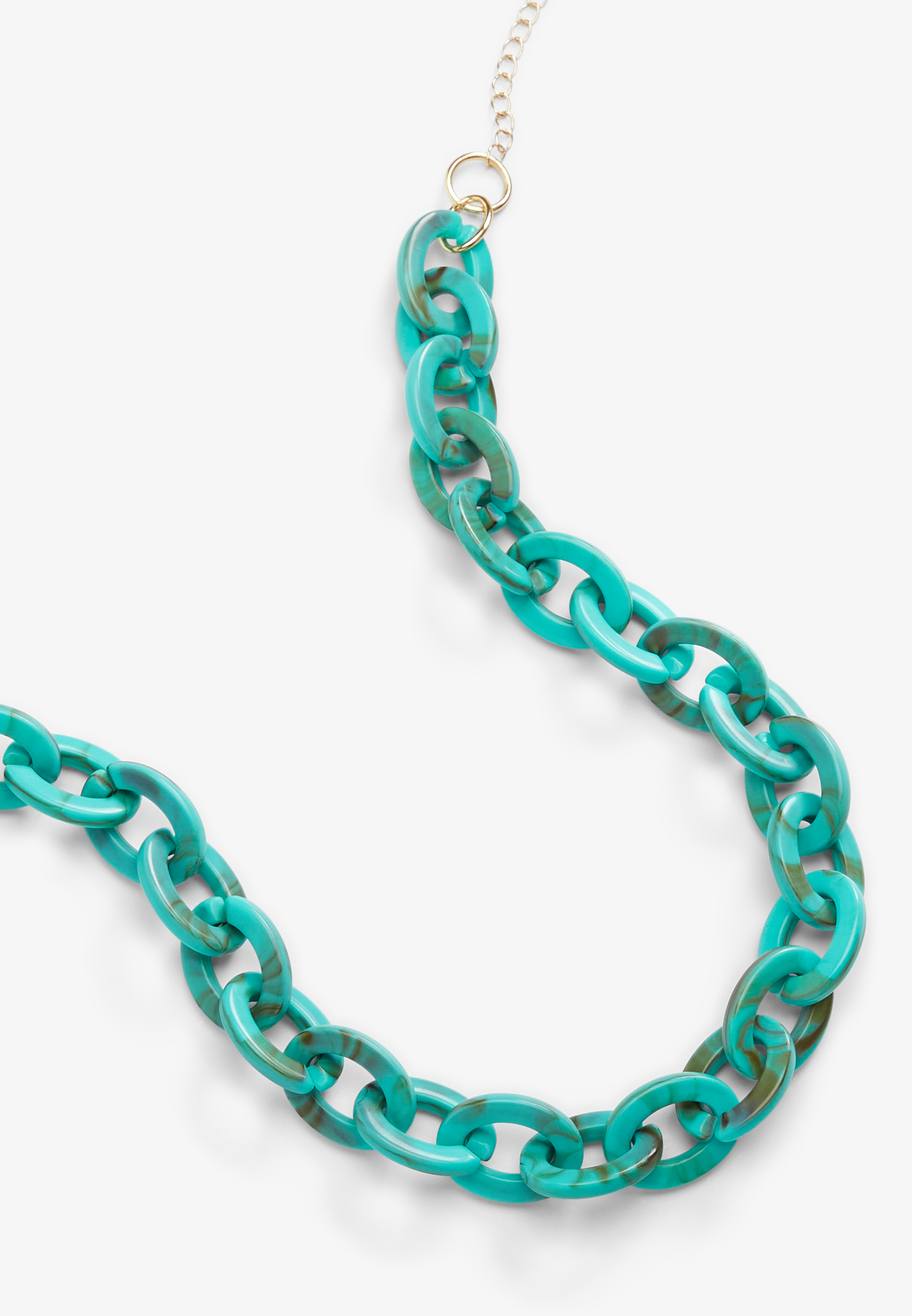 Teal Chunky Resin Chain Link Necklace | maurices