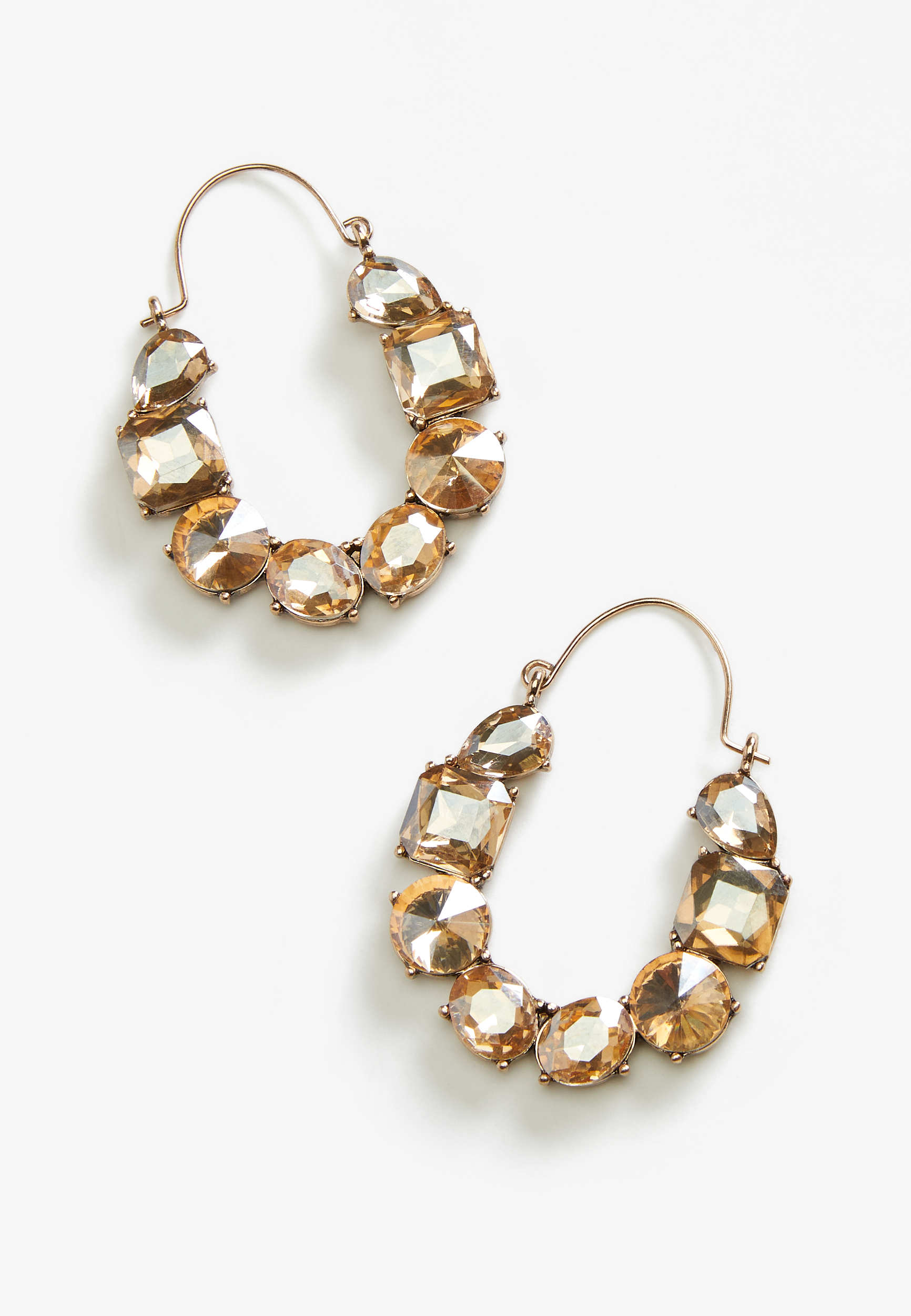 Gold Rhinestone Hoop Earrings