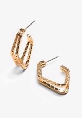 Double Diamond Shape Hoop Earrings, C605, small