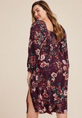 Plus Size Floral Smocked Midi Dress, C9153, small