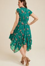 Floral Flutter Sleeve Midi Dress, C8779, small