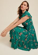 Floral Flutter Sleeve Midi Dress, C8779, small