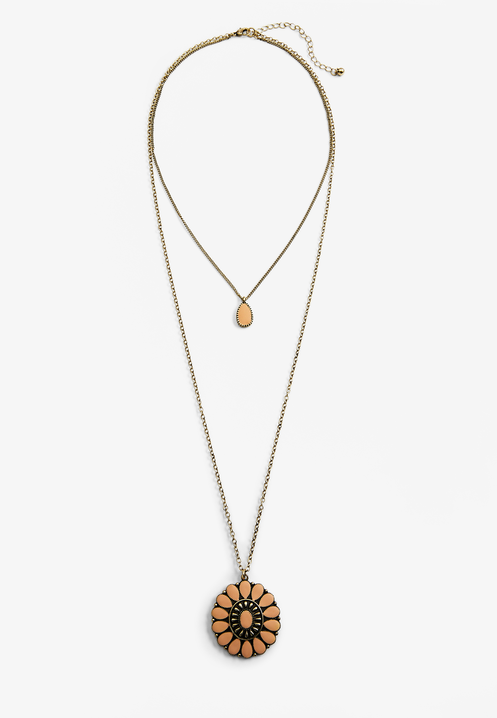 Teardrop Flower Pendant Necklace, , large