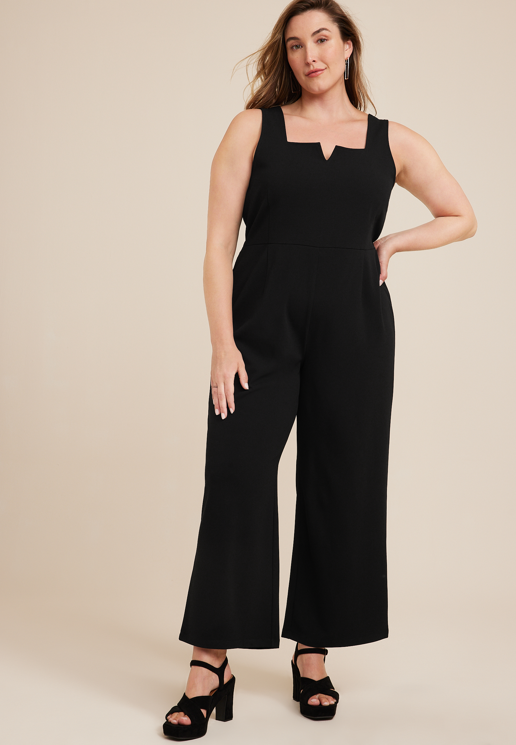 Plus Size Notch Neck Sleeveless Jumpsuit | maurices