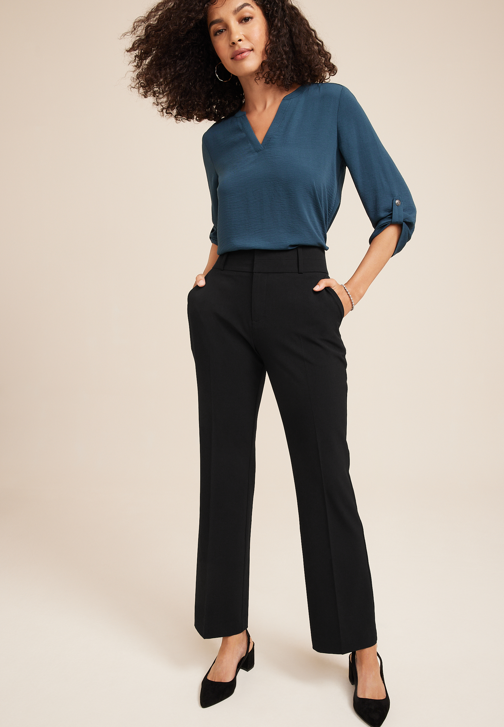 Black High Rise Bootcut Trouser Pant | maurices