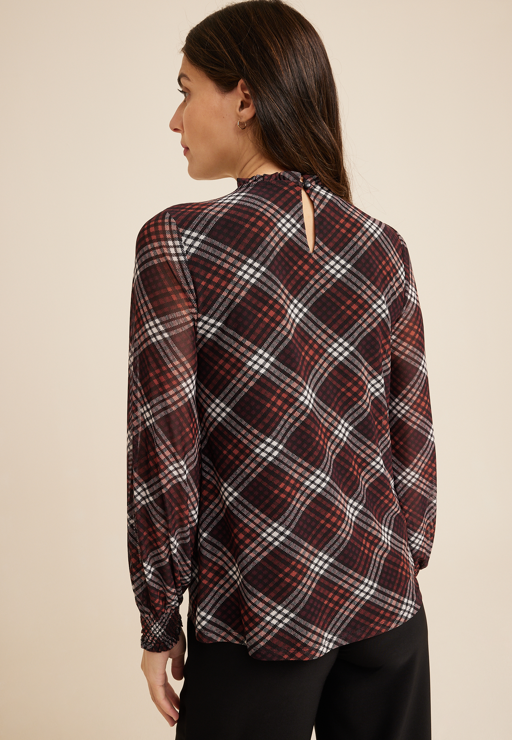 Melody Mesh Plaid Top, C9153, large