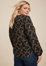 Plus Size Cameron Floral Blouse, BLACK COMBO, small