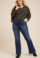 Plus Size Cameron Floral Blouse, BLACK COMBO, small