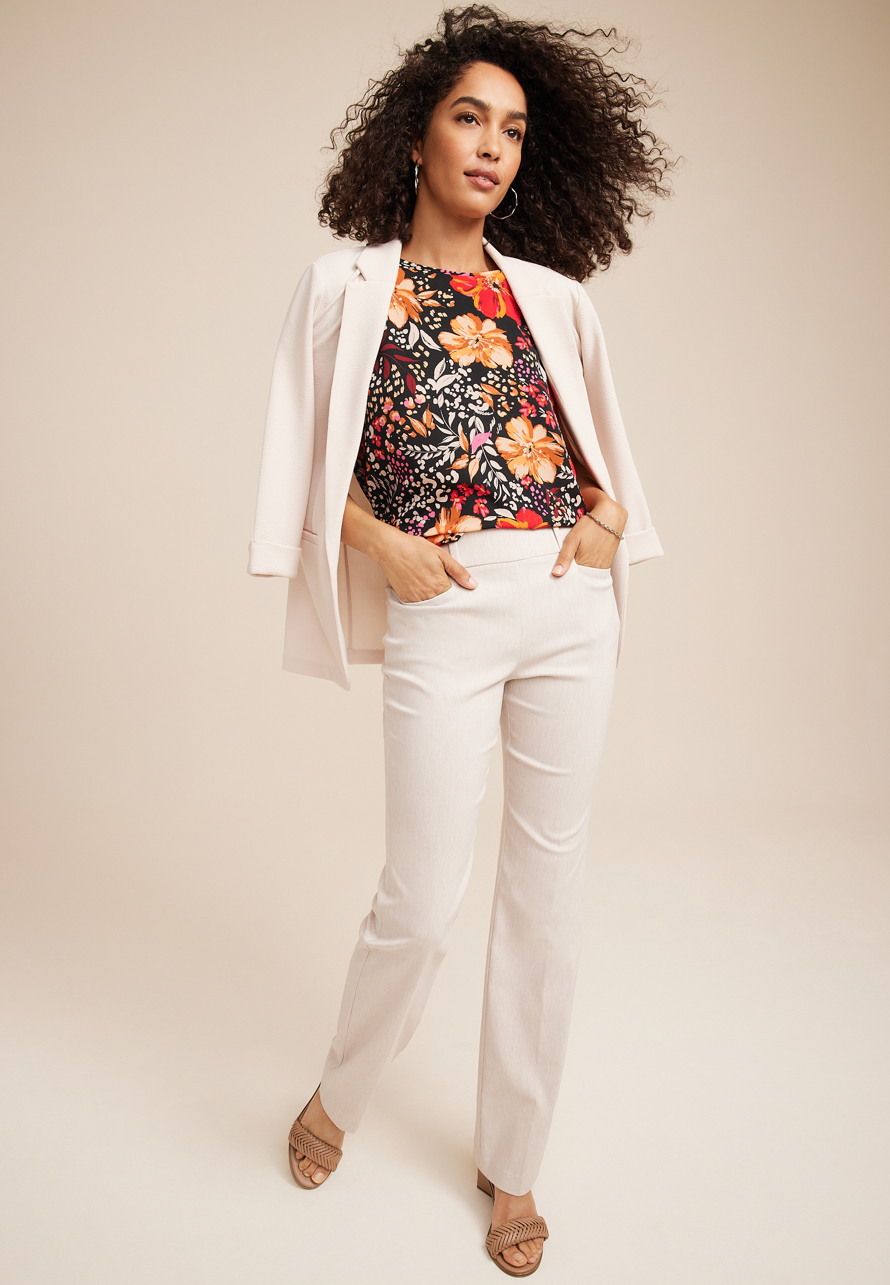 Delton Floral Zipper Back Blouse, C1756, large