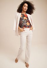 Delton Floral Zipper Back Blouse, C1756, small