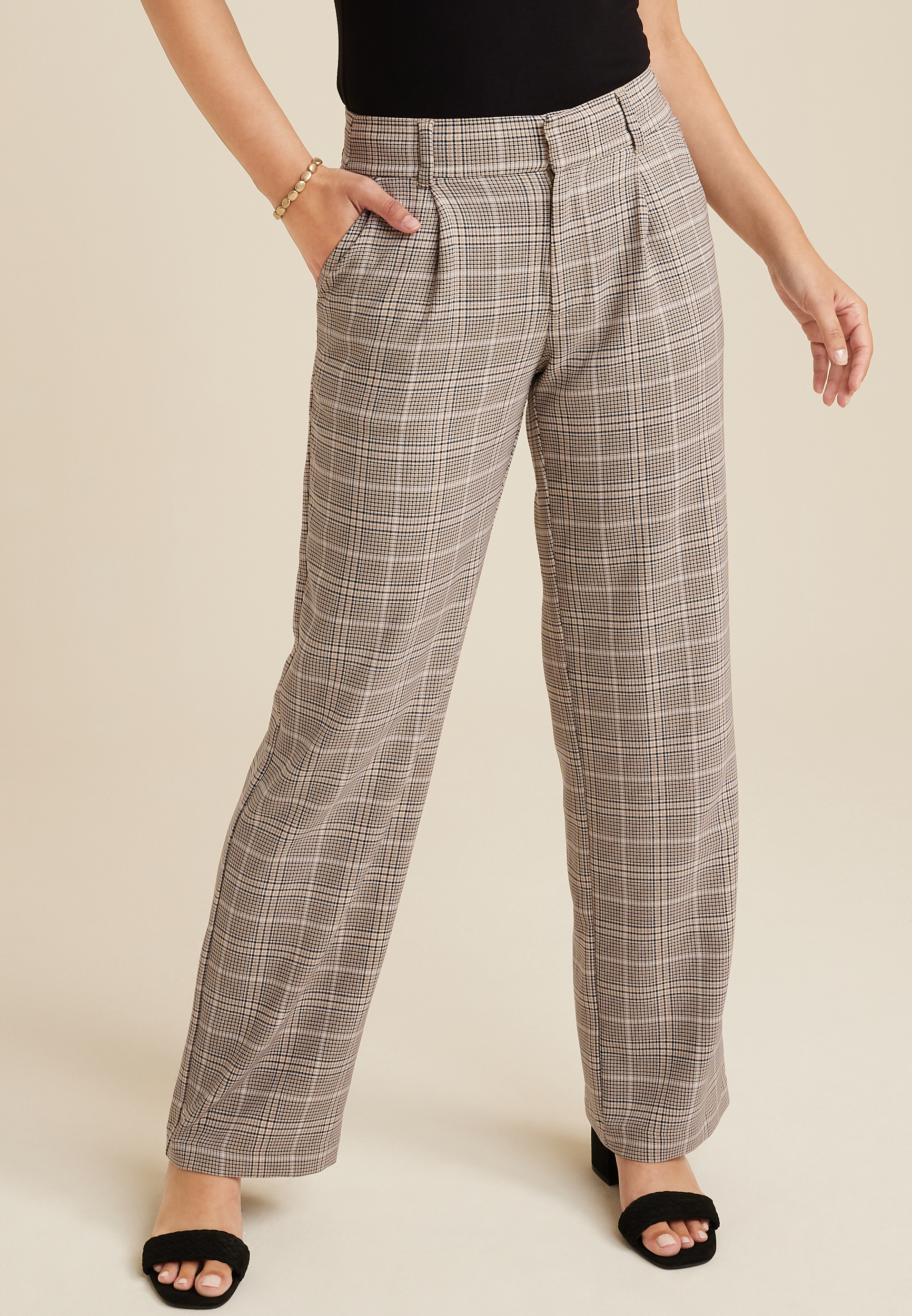 Bengaline Striped Belted Cropped Dress Pant