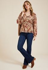 Paisley Smocked Peplum Blouse, MULTI, small