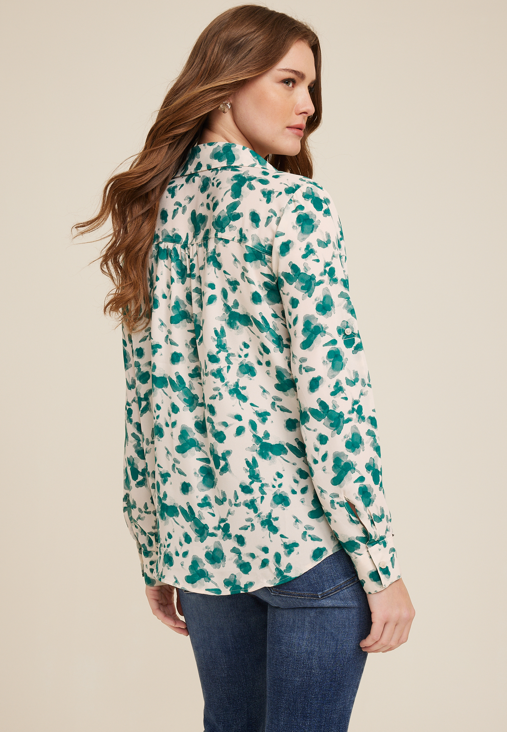 Winona Floral Button Down Blouse, C3263, large
